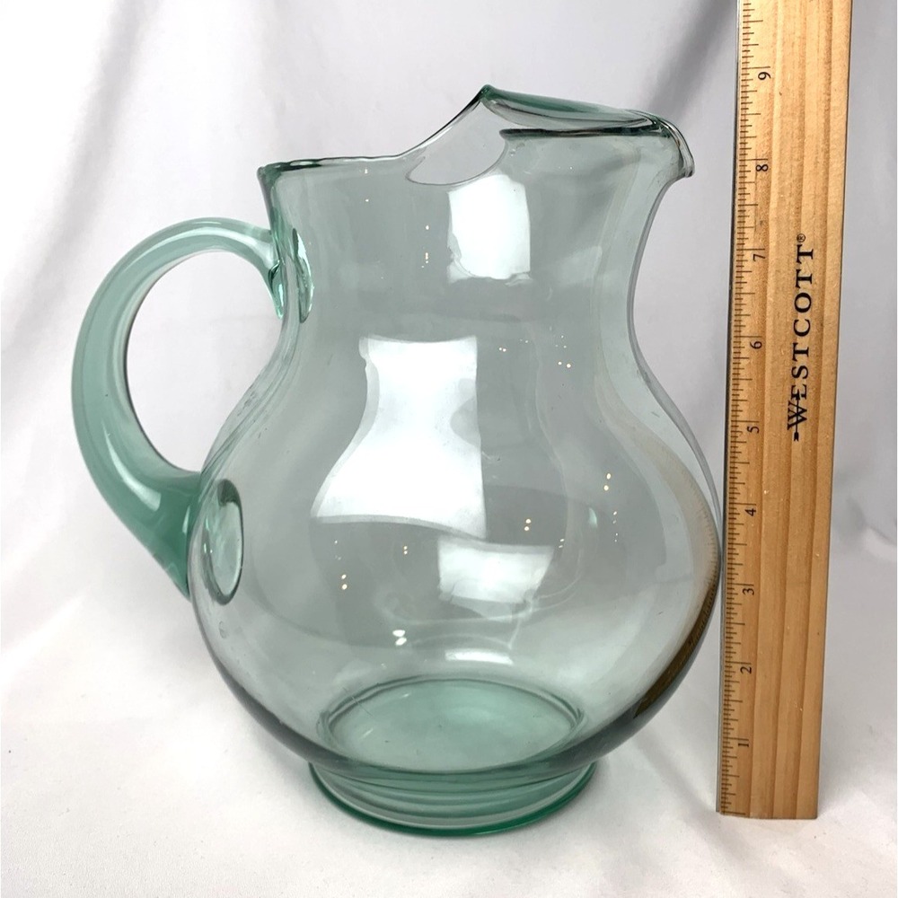 Mexican Green Glass Pitcher Rare Large Vintage Margarita - Picture 7 of 7